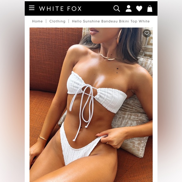 White Fox Hello Sunshine Bandeau Bikini Top White. NWT - Picture 3 of 10